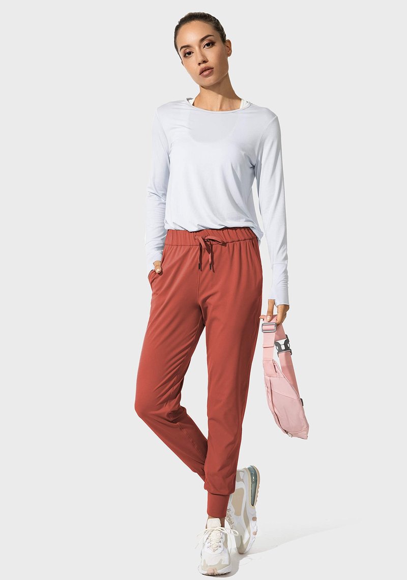 SANTINY Women's Joggers Pants Pockets Drawstring Running Sweatpants for Women Lounge Workout Jogging(Savannah Red_XS)