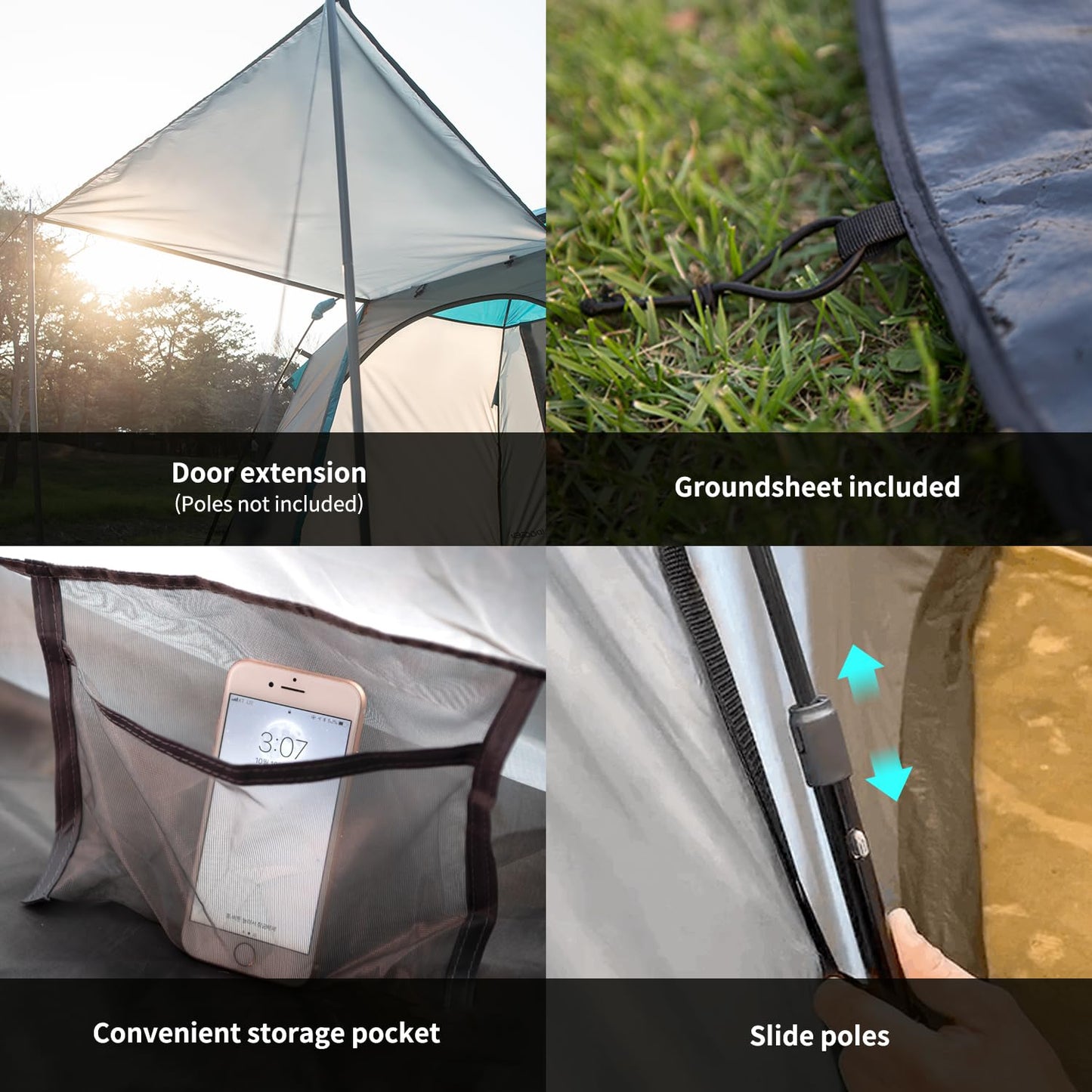 IDOOGEN Instant Tents for Camping, 2-3 Person Pop Up Camping Tent, 60s Easy Setup Waterproof Dome Tent for Camping Beach Outdoor Travel (Classic High-End Teal Blue)