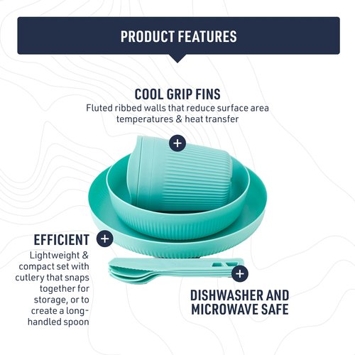 Sea to Summit Passage 1-Person Camping Dinnerware Set, Plate, Bowl, Mug, Utensils, Spicy Orange