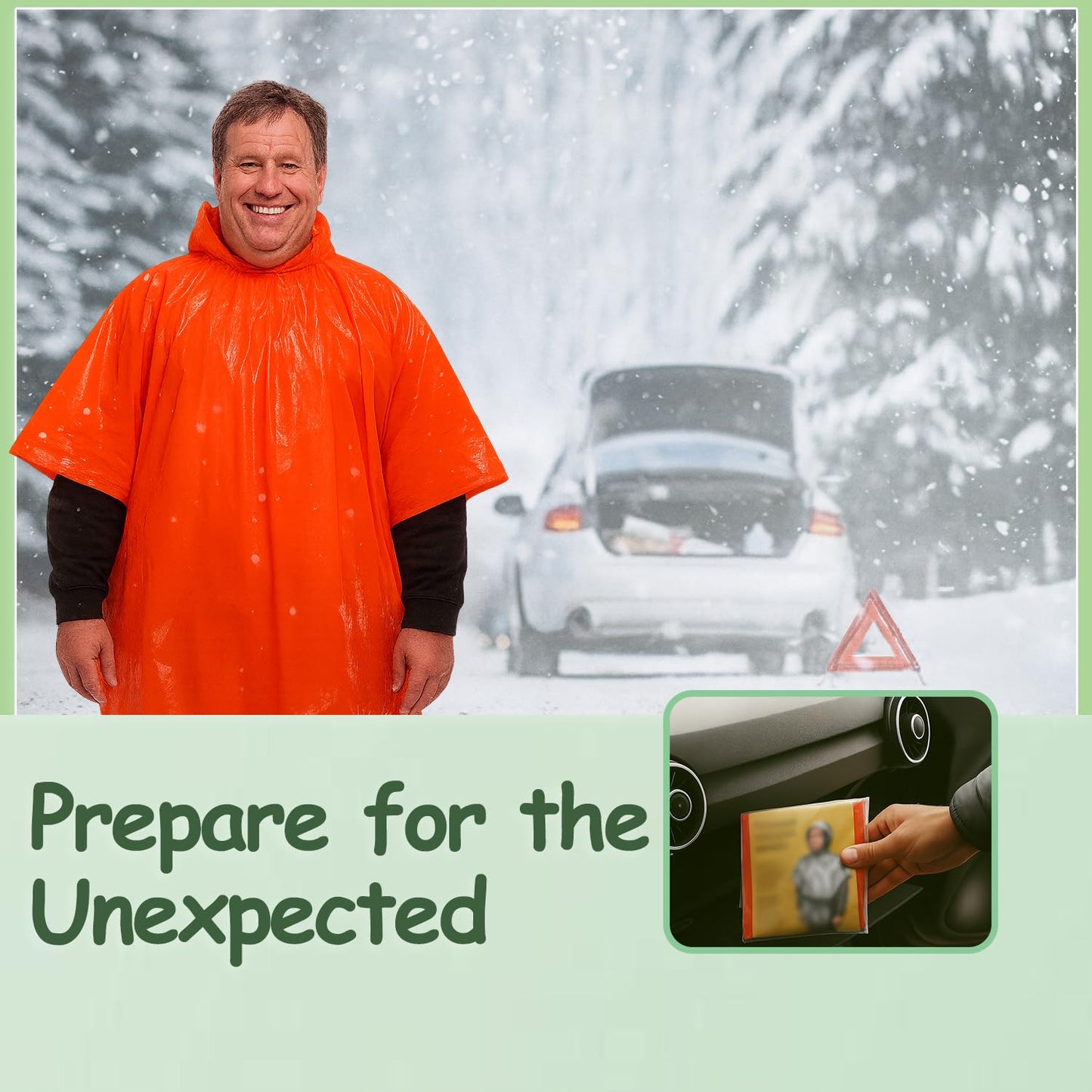 King Mills Plus Size Emergency Poncho, Mylar Poncho with Hood, Ideal Use as Emergency Blanket for Car, Mylar Emergency Blanket in Camping, Hiking, and Outdoor Activities, 8PK