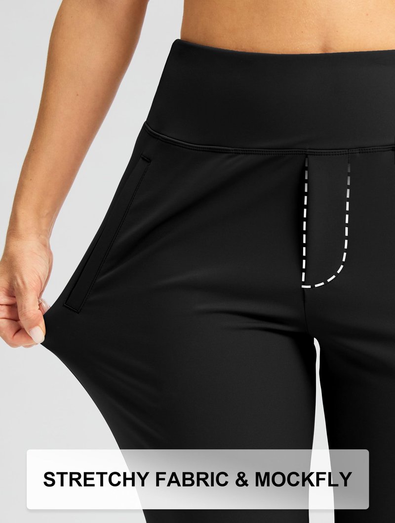 SANTINY Women's Pants with 3 Pockets 7/8 High Waisted Stretch Ankle Pants for Women Golf Casual Travel Athletic Work (Black_L)