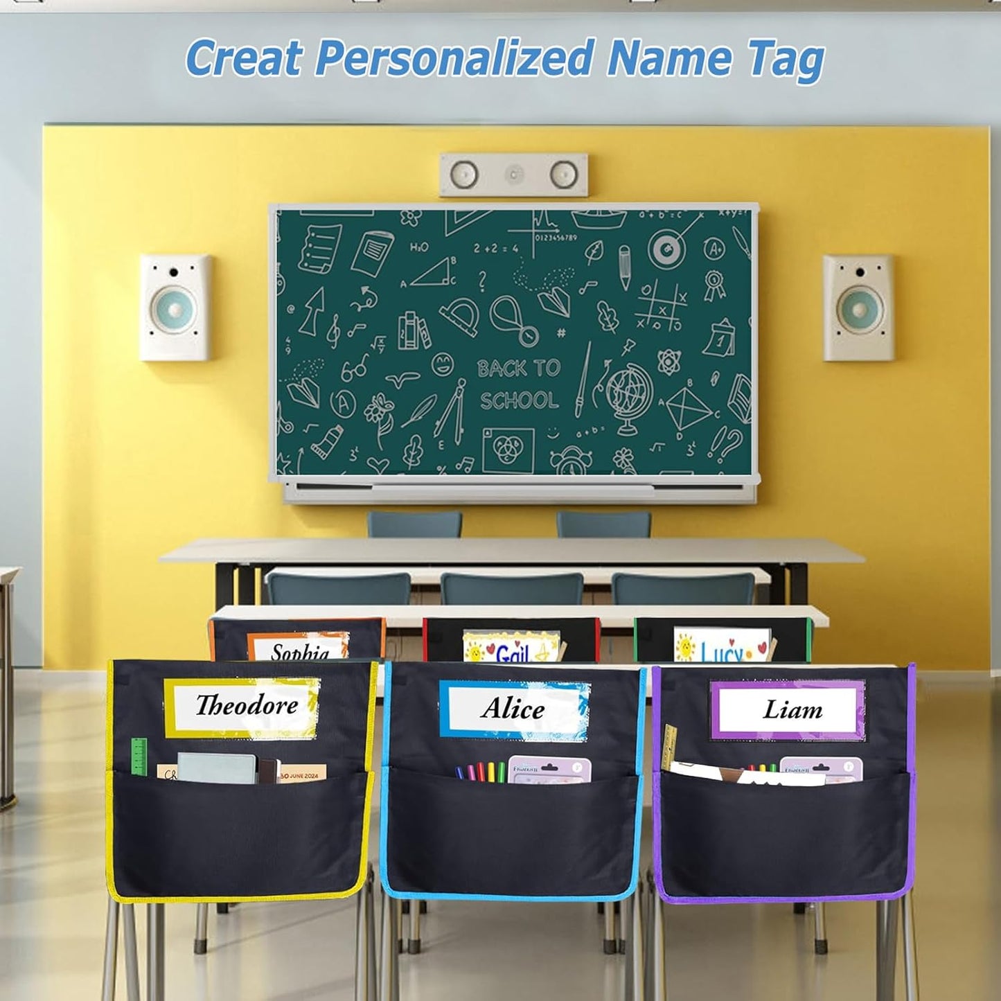 24 Pcs Chair Pockets for Classrooms, Student Chair Pockets, Classroom Chair Pockets, Seat Pockets for Classroom Chairs, Seat Sacks for Classroom Chairs, Seat Sack