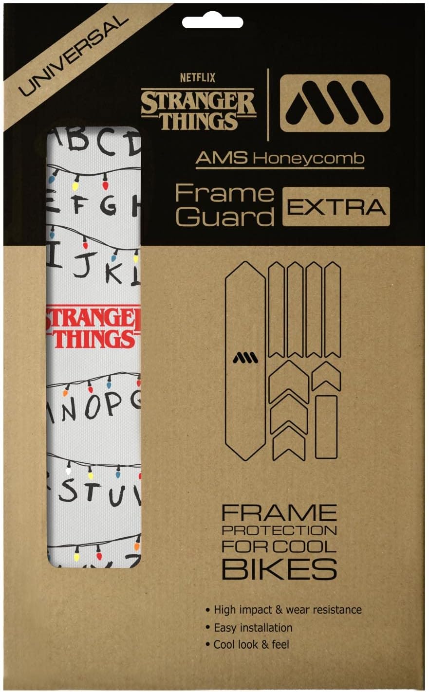 All Mountain Style Bike Frame Protector Extra - Universal Fit, 10-Piece Set for Down Tube, Chainstay, Cable Wear, High-Impact Honeycomb PVC