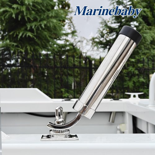 Marinebaby 2Pcs Fishing Rod Holder ,360° Adjustable Rod Outrigger,316 Stainless Steel Fishing Pole Support for Marine Boat Yacht