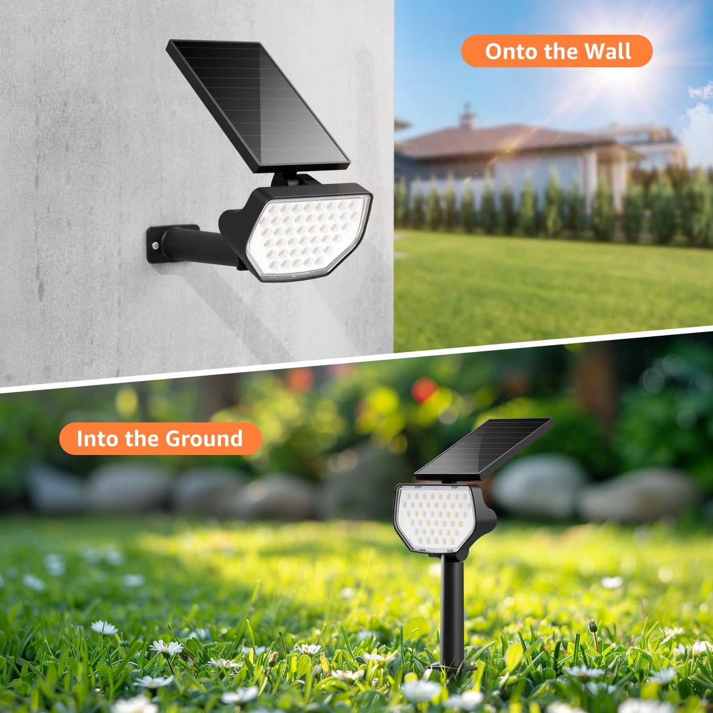 Lepro Bundle – 2 Items:2 Pack Solar Spot Lights Outdoor Waterproof & 4 Pack LED Camping Lantern