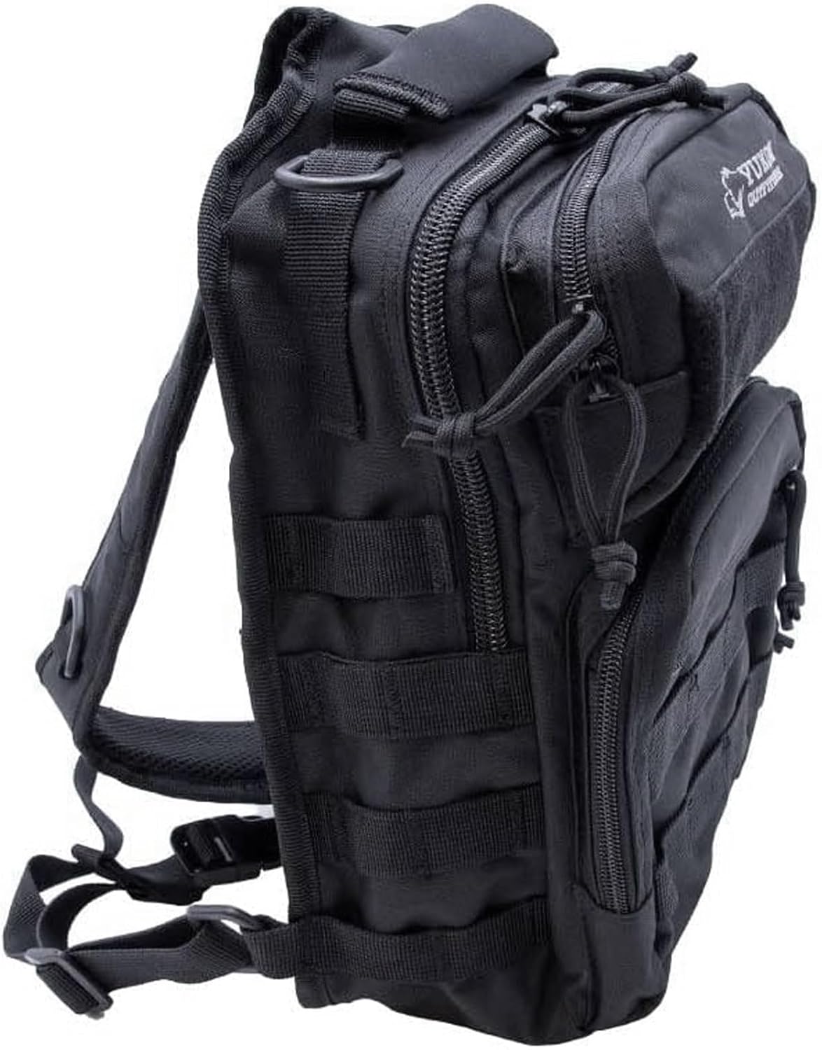 Yukon Outfitters Scout Sling Pack - EDC Hiking Outdoor Urban Ergonomic Spacious Tactical One-Shoulder Backpack with Ambidextrous Carry Sling, Black