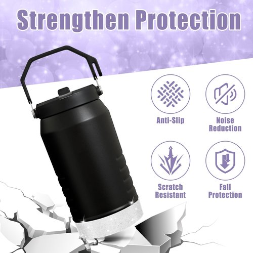 UBEEKOO Glitter Silicone Boot, Compatible with Stanley 64oz IceFlow Flip Tumbler with Straw,Sleeve Cover for 64oz Water Bottle Jug,Anti-Slip Bottom Protective for Stanley Accessories,T-Silver