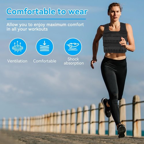 35KG Weighted Vest(Without Weight), 53x44cm/20.9x17.3in Strength Training Fitness Sandbag Adjustable Sports Running Mesh Vest for Men Women