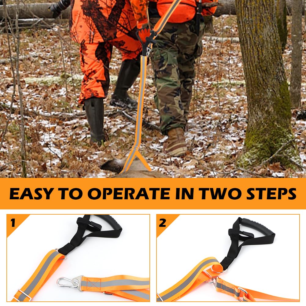 Kakalote Deer Drag Harness Hunting Gear, Heavy Duty Deer Drags Rope Deer Pulling Harness with Adjustable Shoulder Strap & Non-Slip Handle, Deer Hunting Accessories for Deer Hunters