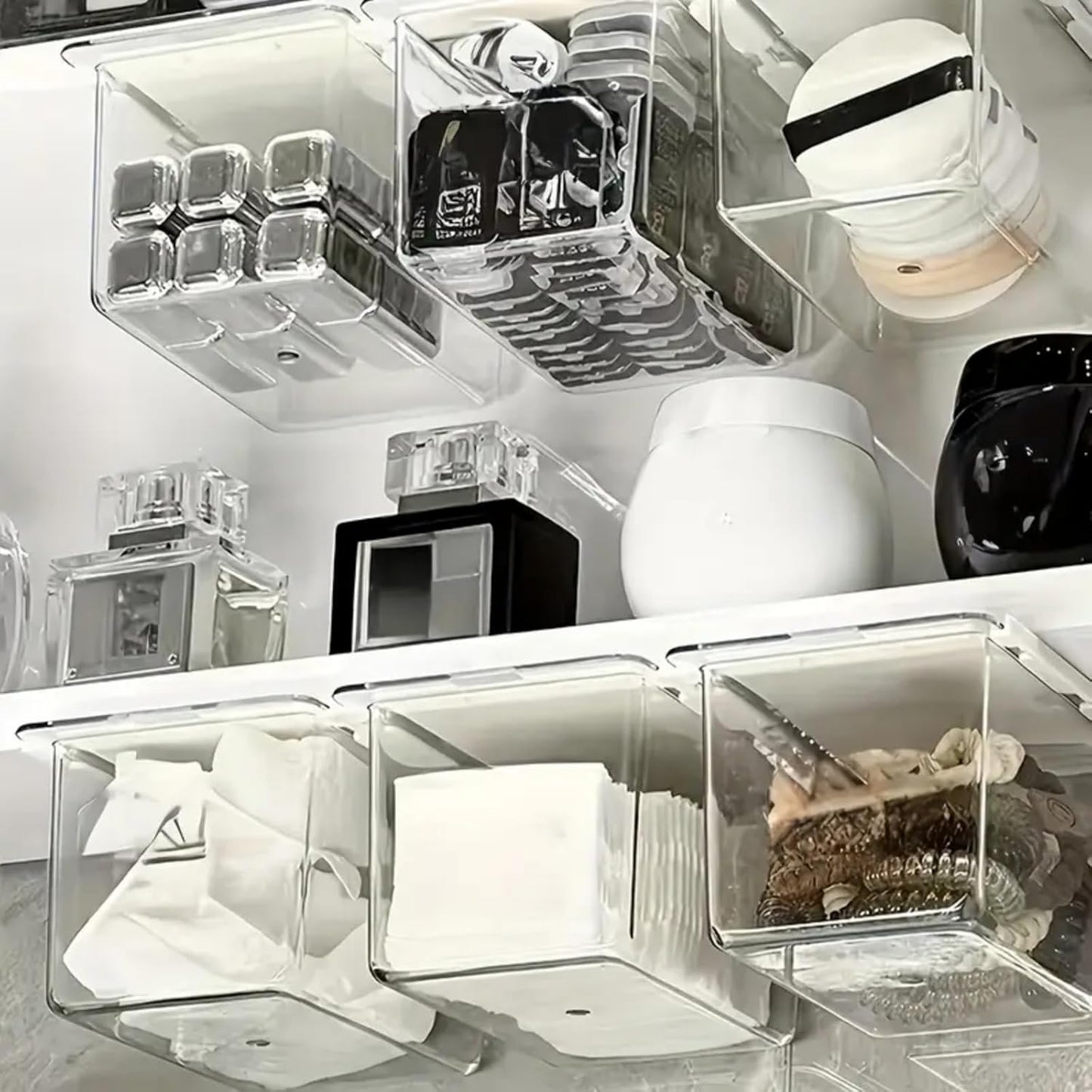 Under Desk Drawer Organizer, with Self-Adhesive Hidden Slide Out Tray Transparent Storage Box, for Home, Kitchen, Bathroom Supplies (Clear)