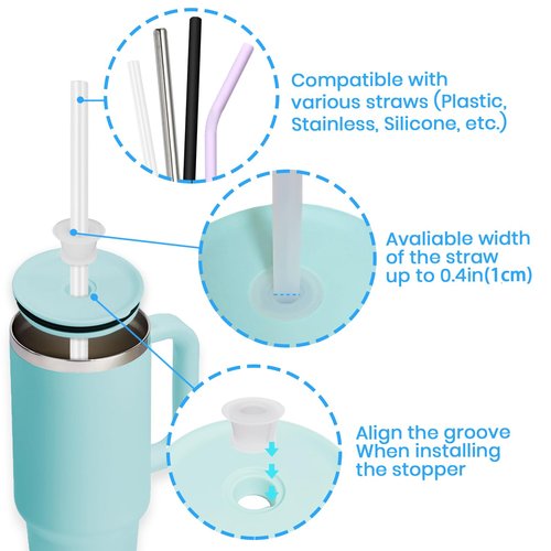 BOSORIO 11pcs Stoppers and Straws Comppatible with Hydroflask Tumbler, Replacement Straw Accessories for Hydro Flask Tumbler 20oz, 28oz, 32oz, 40oz, Fits Most Straws(Clear)