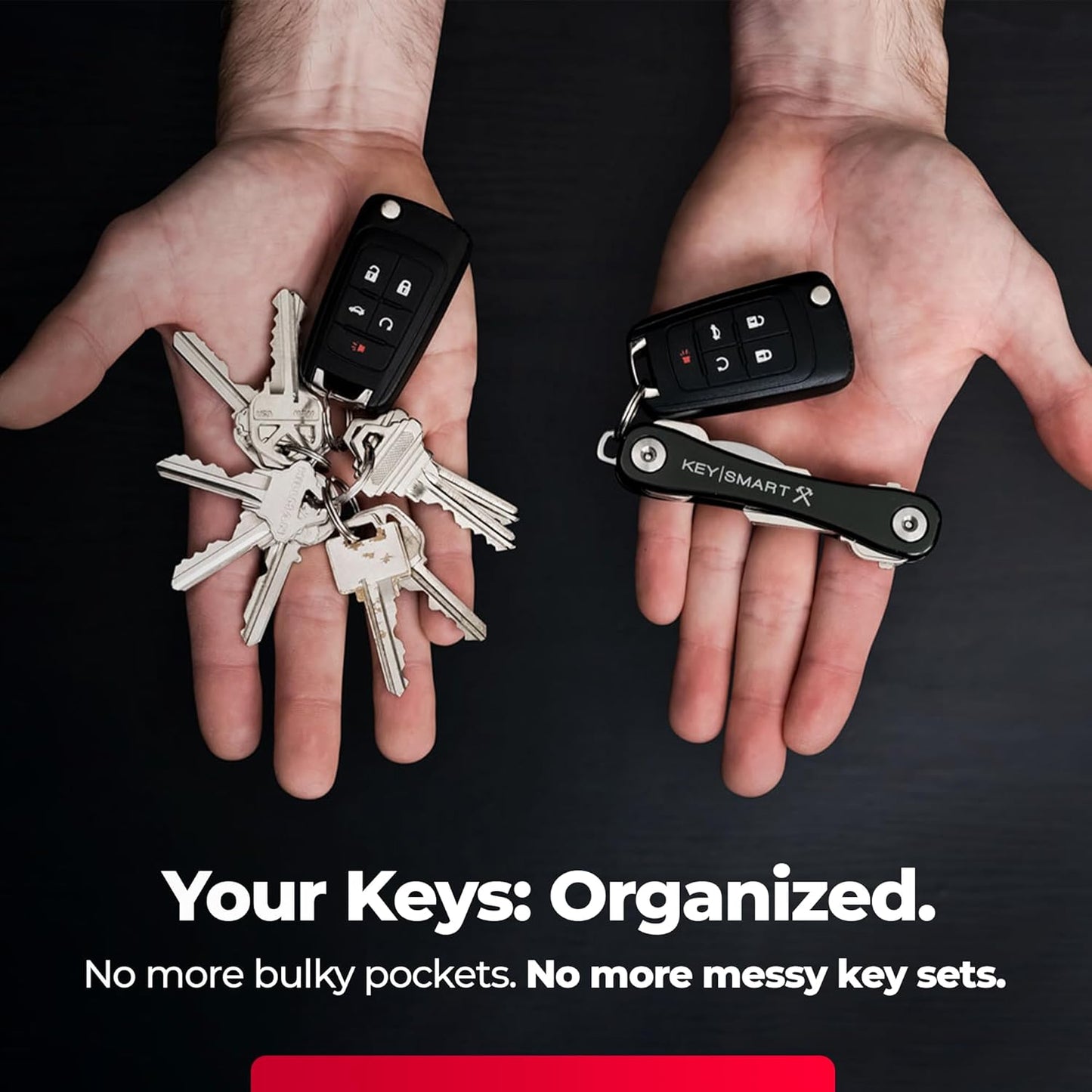 KeySmart Rugged - Multitool Key Holder for Keychain w/Bottle Opener and Pocket Clip, Key Organizer for Key Chain, EDC Keychains, Key Ring for Car Fobs Key Chains, Expandable (Up to 14 Keys, Blue)