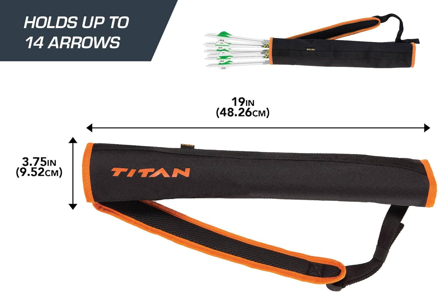 Allen Company Youth Archery Back Arrow Quiver - Compact and Adjustable Sling Design - Ideal Arrow Holder for Young Archers - 19 Inches Long - Fits 14 Arrows