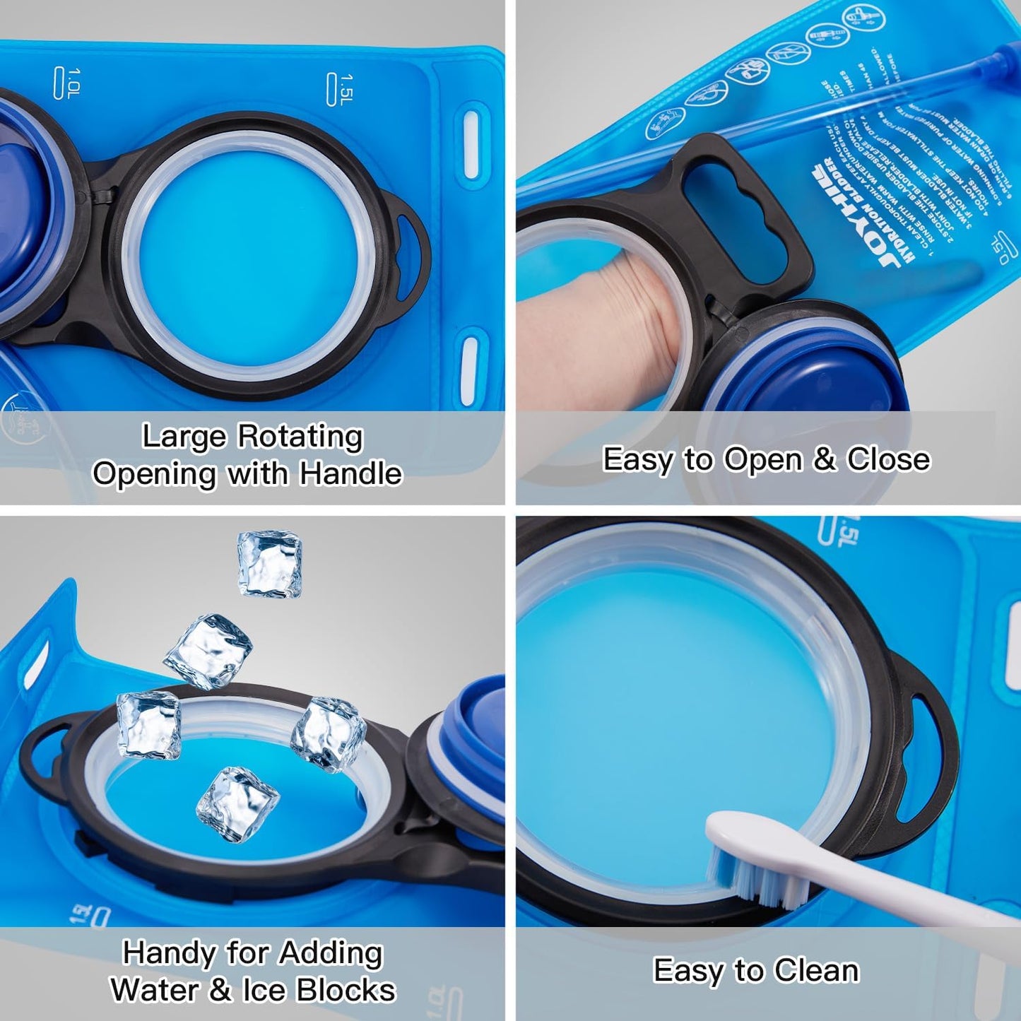 JOYHILL TPU Hydration Bladder,1.5L 2L 3L Water Bladder for Hiking Backpack BPA Free Leak Proof Hydration Pack for Camping Running Biking Hiking (2.0L)