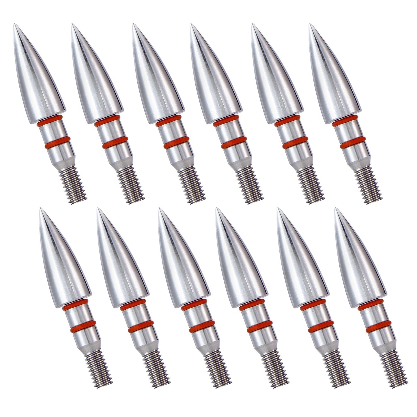 JGSDD 12pcs Archery Field Points, 100/125/150/300 Grain Field Points, Screw-in Archery Field Broadheads for Recurve, Compound Bow Crossbow, Archery Target Crossbow Practice Tip (5/16-100grain)