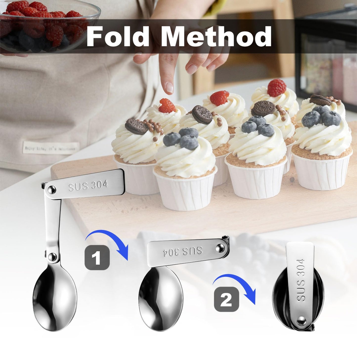 2pcs Foldable Fork and Spoon Set, Portable Stainless Steel Folding Spoon and Fork with 2 Plastic Storage Cases for Outdoors Travel Replacement Compatible with Thermos Funtainer 16oz Food Jar