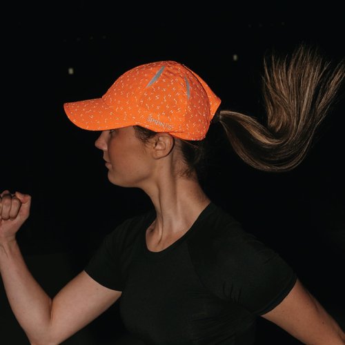Sprints Race Day Performance Reflective Running Cap | The Lightweight, Quick Dry, Sport Hat, One Size, Unisex (US, Alpha, One Size, Neon Flash Orange)