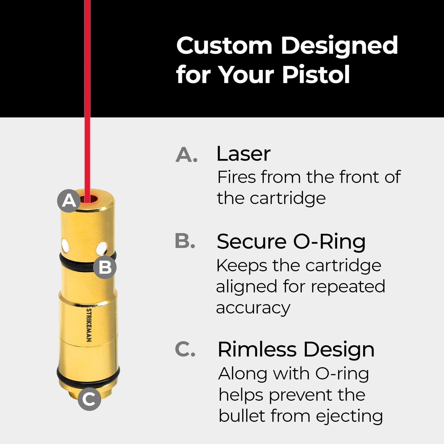 Strikeman 9mm Dry-Fire Laser Training System - Great for Target Shooting Practice with Pistols - w/Access to Updated App (No Subscription Needed), Cartridge, Target & Phone Holder