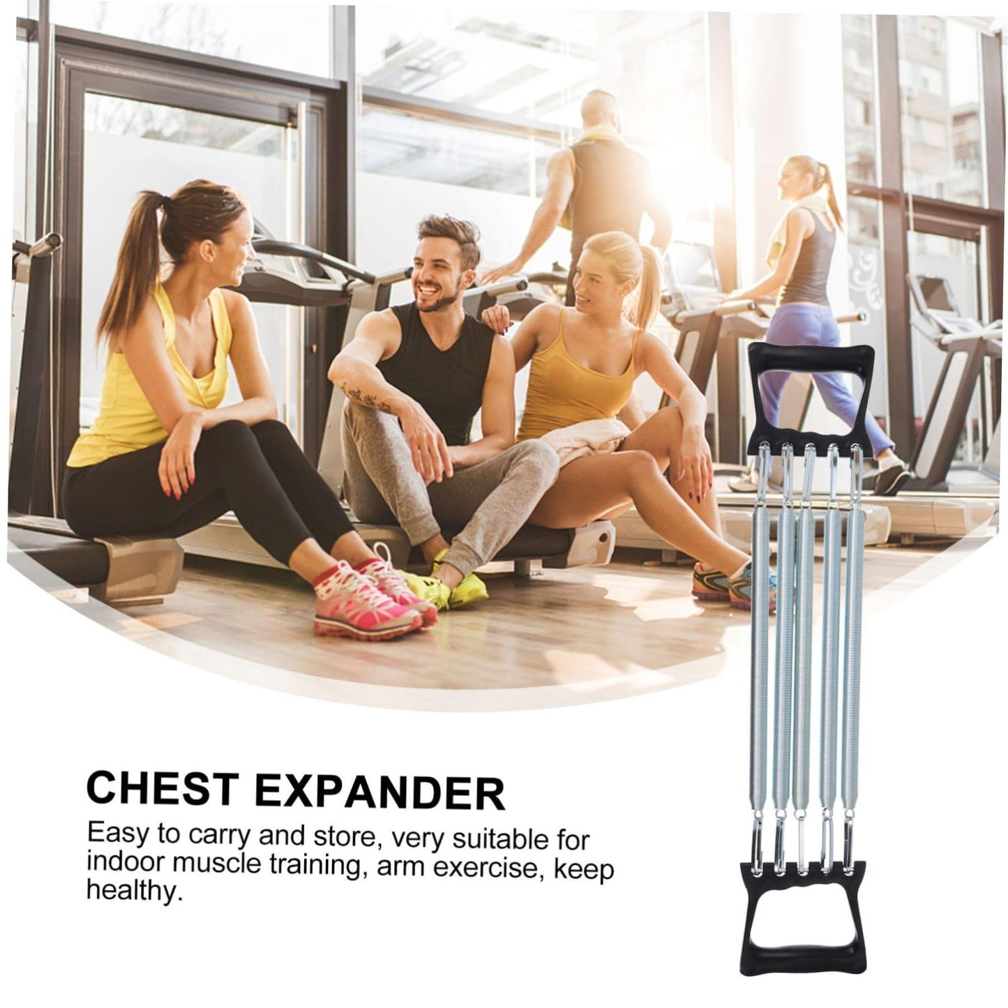 Kisangel 1pc Spring Chest Expander with 5 Springs Arm Muscle Strength Exercise Gym Stretch Rope Arm Trainer for Indoor Fitness Workout