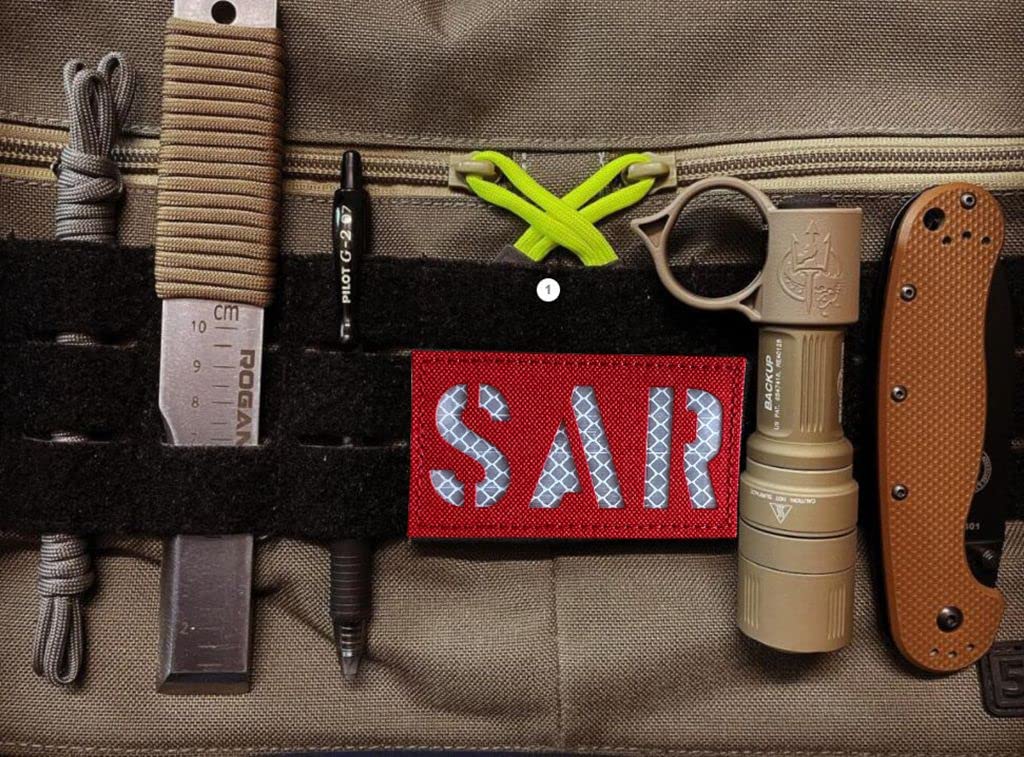 2 Pack Reflective Search and Rescue SAR Patch with Hook Back for Service Harness Tactical Vest Patch (SAR-1)