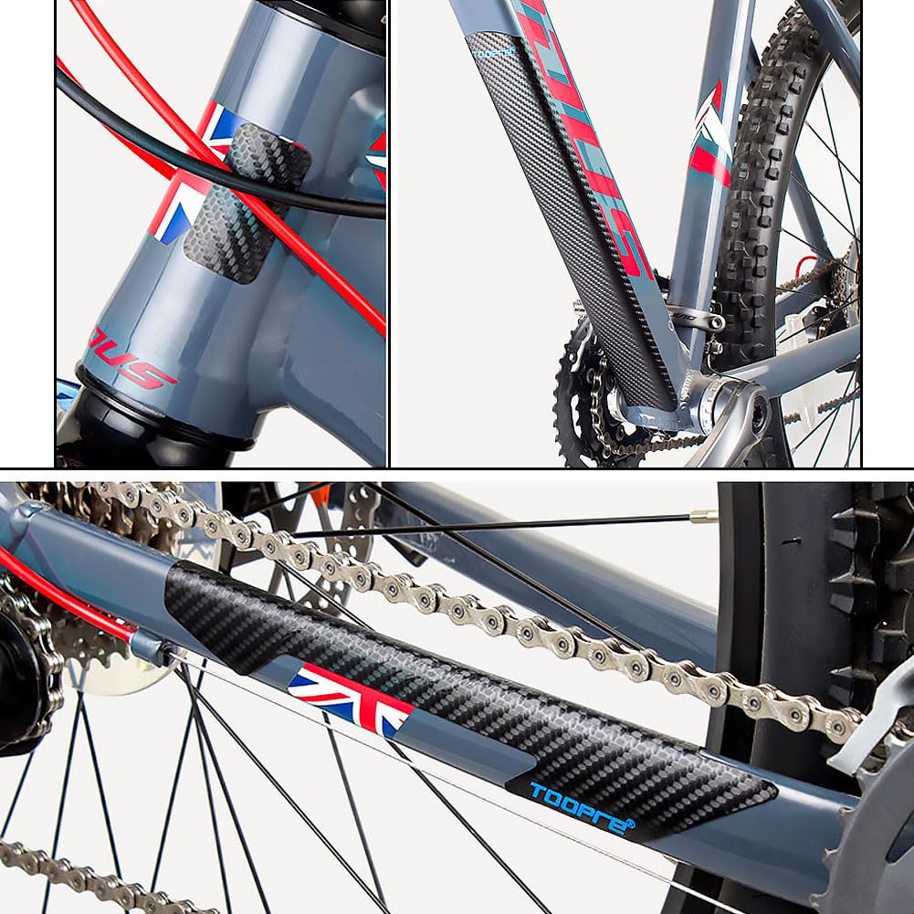 Kigauru Bicycle Frame Protective Sticker PU Frame Protection Tape Carbon Fiber Pattern Paint Protection Stickers Anti-Scratch and Anti-Bump Bike Frame Cable Protection Decorative Bike Frame Wrap