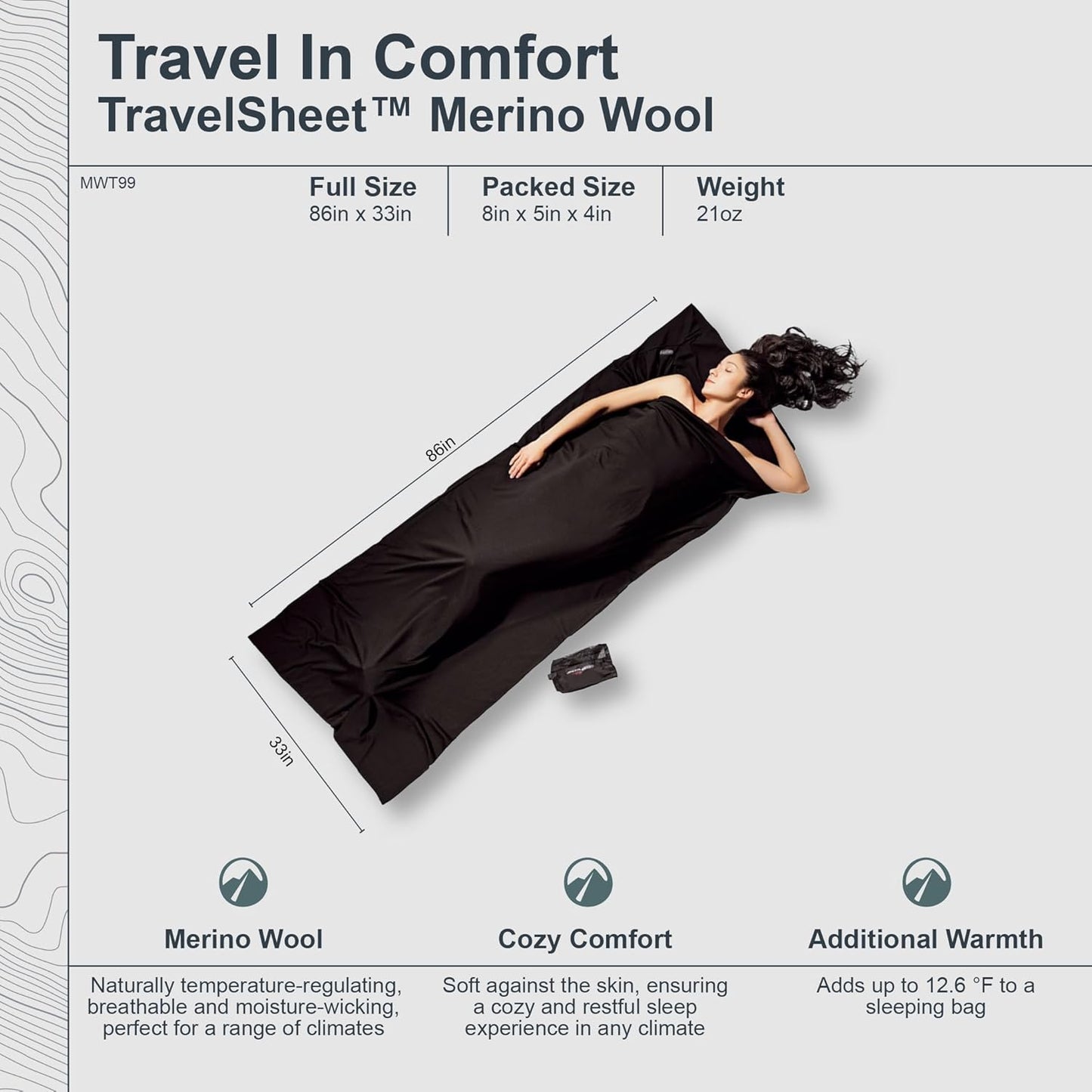 cocoon - Premium - Merino Wool/Silk Travel Blanket - Cozy, Soft, Warm, Lightweight - Graphite Grey