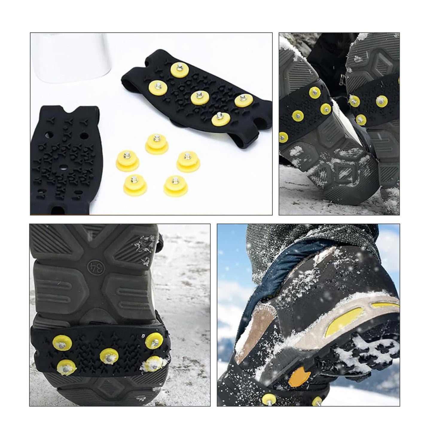 Kids Silicone ICE CRAMPONS – Anti-Slip 5 Spikes for Footwear, Traction Grips for Walking, Hiking, Snow, and ICE Adventures