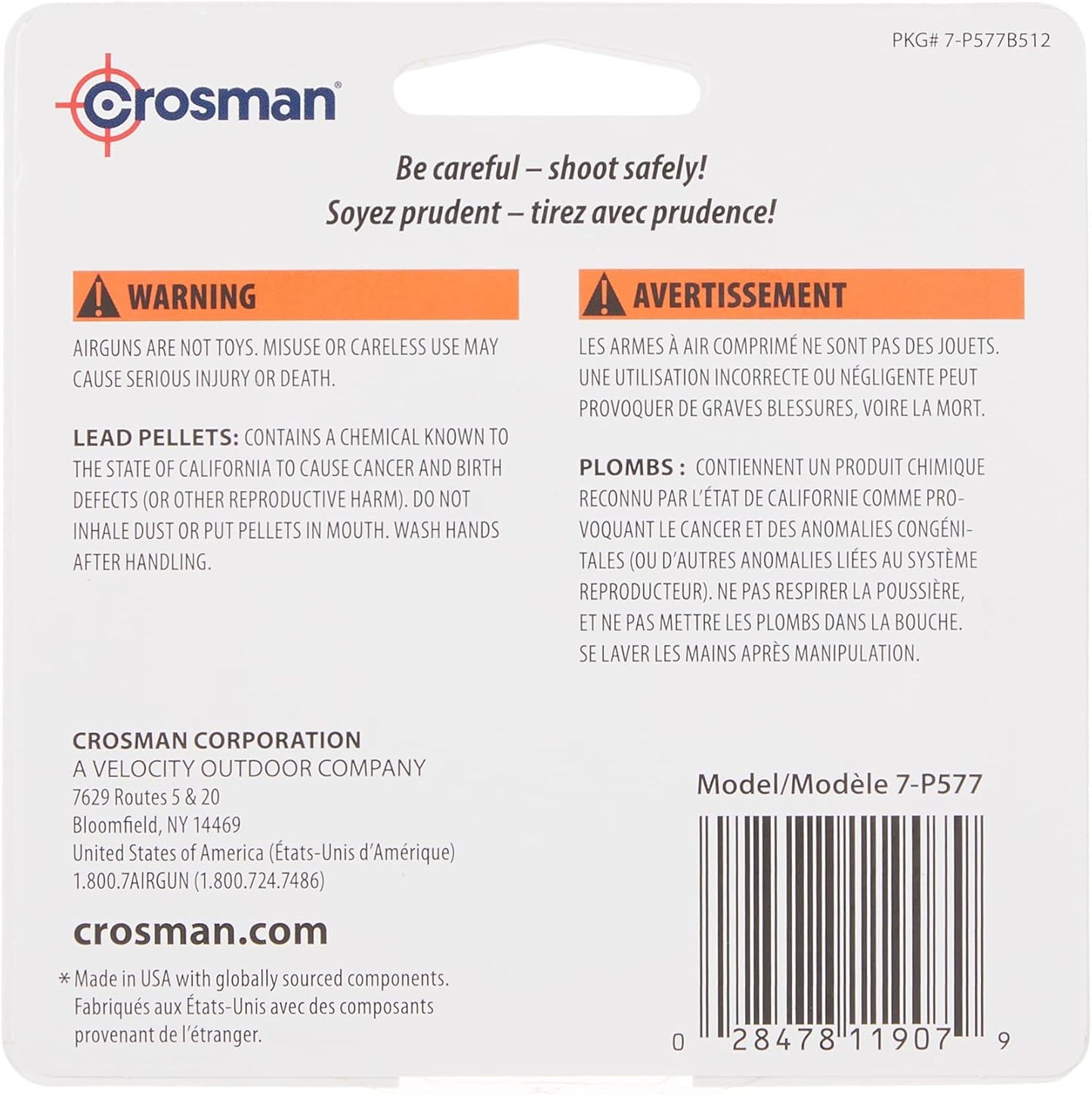 Crosman 7-P577 Pointed .177-Caliber Pellets, Lead(500-Count)