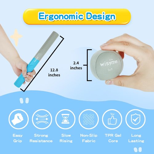 3Pack Stress Balls for Adults & 1Pack Twist Hand Exerciser Bars, Hand Strengthening Grip Ball for Excercise, Hand Therapy & Stress Relief, Resistance Bar Relieves Tendonitis Pain (Grey)
