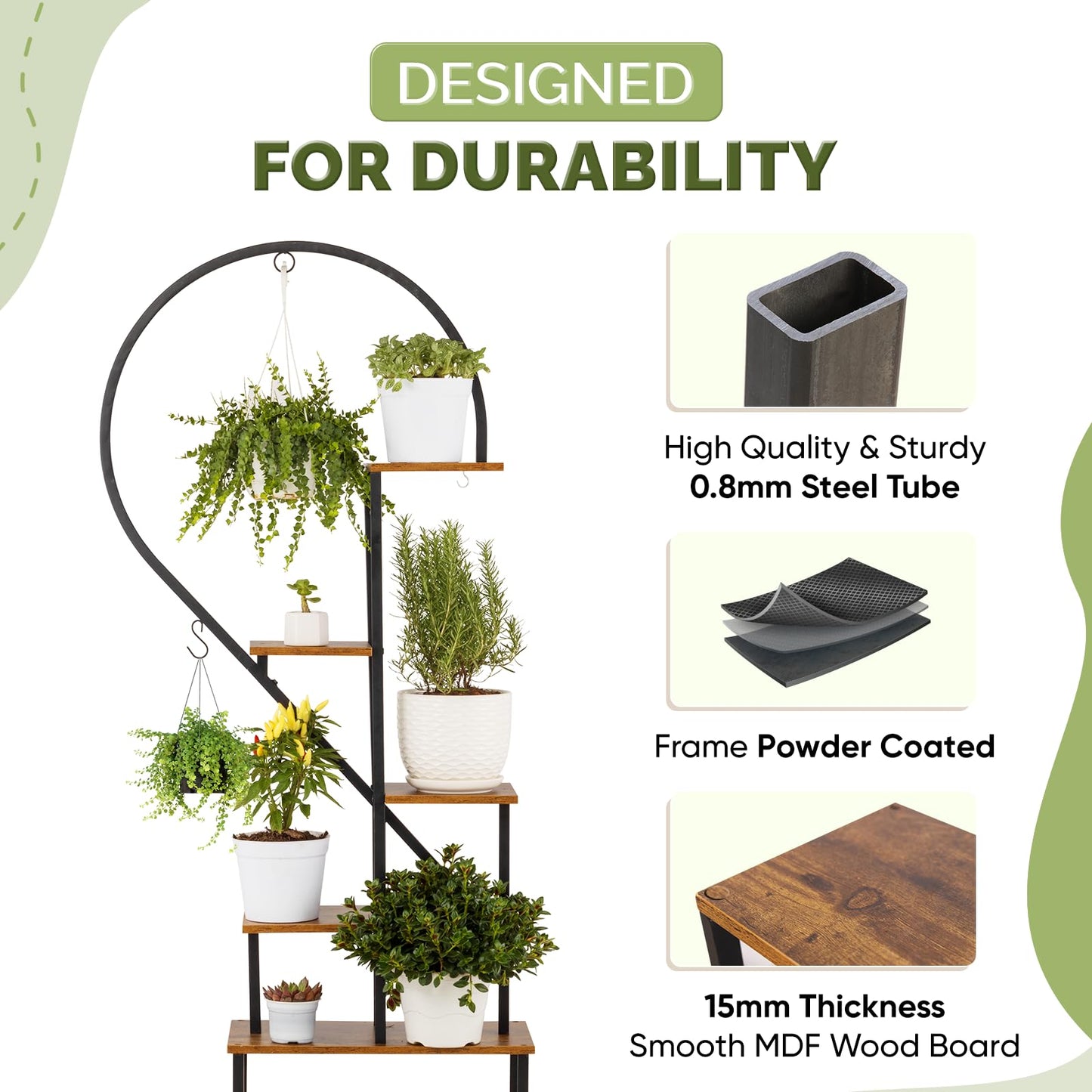 IDZO Premium 6 Tier Metal Plant Stand, Creative Heart Shape Ladder Plant Stands for Indoor Plants Multiple - High Capacity (2 pack)