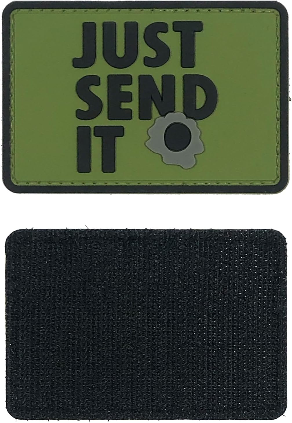 Just Send It Sniper Rubber Tactical Patch 2.95x2 inches with Hook Fastener Back for Hats Caps Clothing Vests Bags Backpacks (Tan)