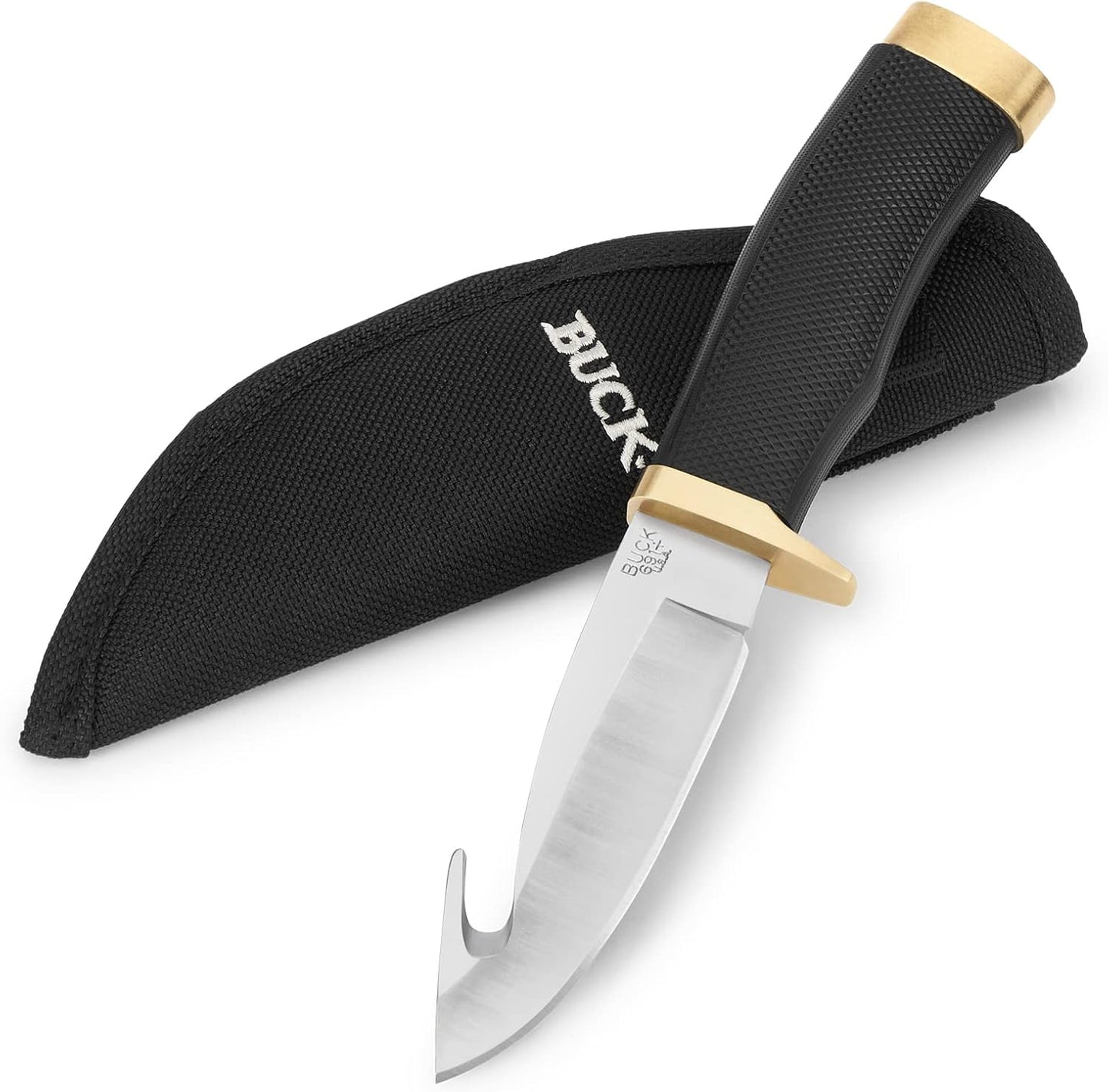 Buck Knives 191 Buck Zipper Guthook Fixed Blade Knife with Leather Sheath