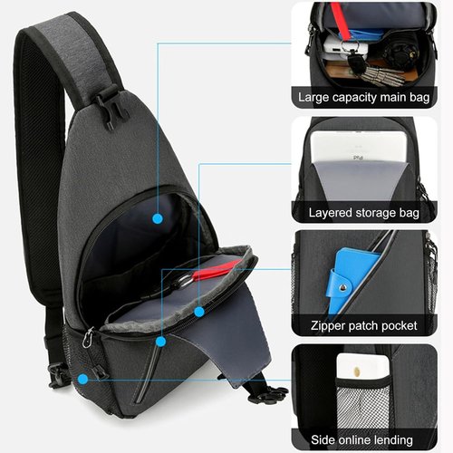 DOJUNS Crossbody Bags Sling Backpack, Sling Bag Cross body Shoulder Bag for Men and Women Chest Bag Travel Hiking Daypack (Dark Grey)