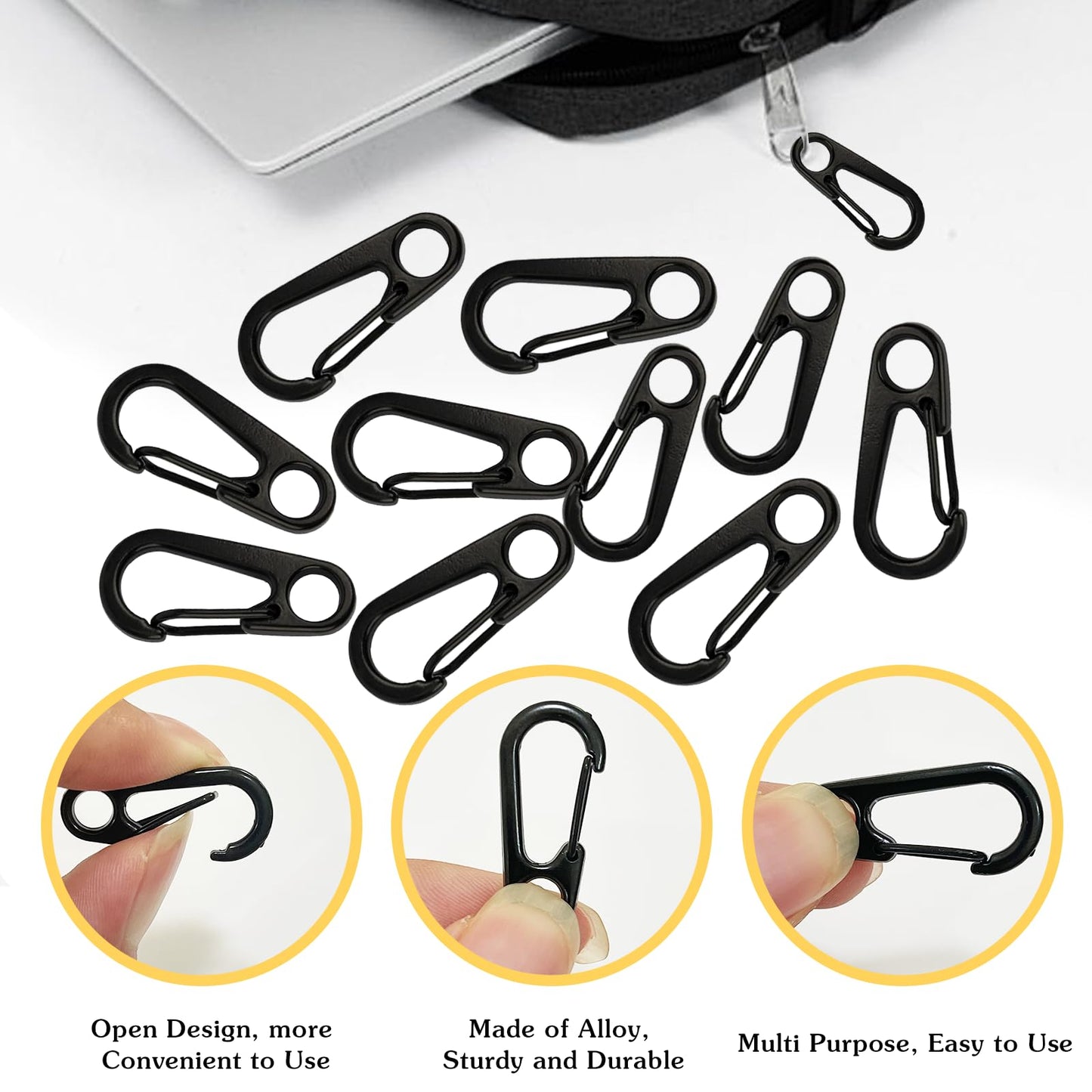 18PCS Mini Carabiner Clips Tiny Spring Snap Hook Keychains, Multi-Purpose Alloy Carabiner Keychain Clip, Small Carabiner Clip Mini Outdoor Hiking Fishing Camping Backpack Accessories(Black)