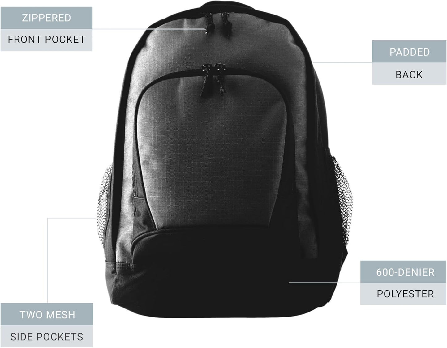 Augusta Sportswear Ripstop Backpack, One Size, Black/Black