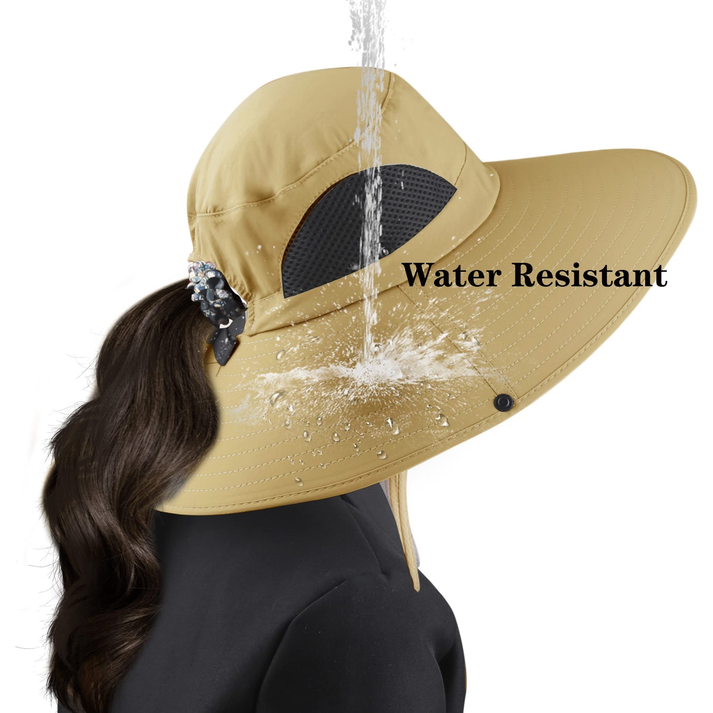 Leotruny Sun Hat with Ponytail Hole: Women Hat for Beach Fishing Hiking Camping Gardening - Outdoors Tribe UV Protection Hat Dark Gray