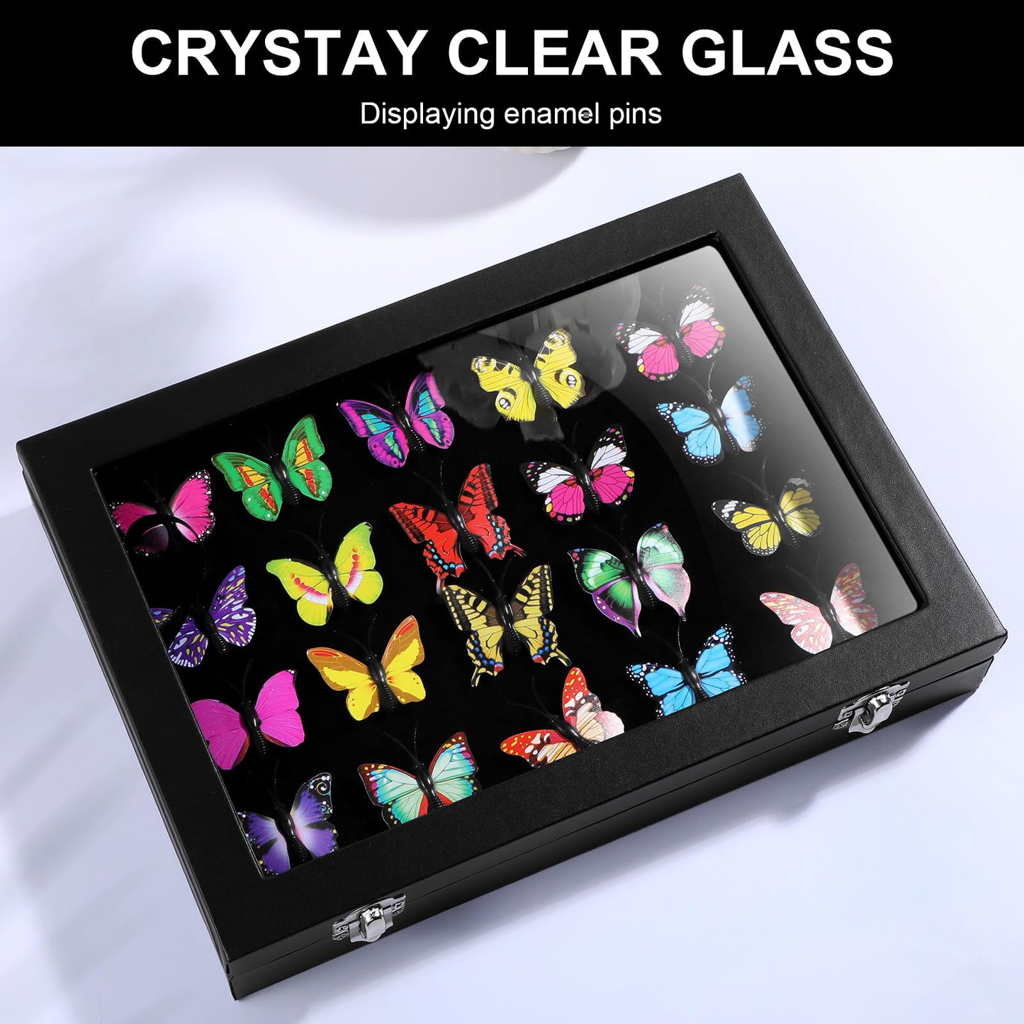 2 Pack Enamel Pin Display Case, Pin Collection Holder, 11" X 8" Shadow Box Frame for Military Medal Jewelry Pin Badge Collection, Black
