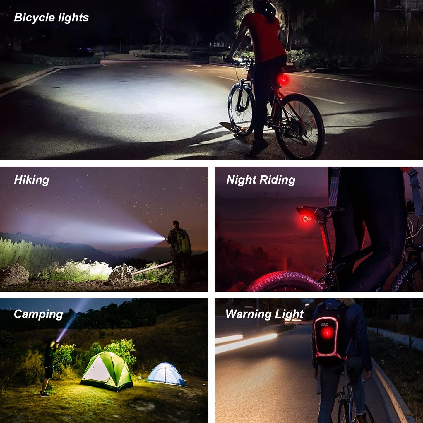 KUNHE 1200 High Lumens 4500 mAh Super Bright USB-C Rechargeable Bike Headlight & Tail Light Set Aluminium Alloy Super Bright Bike Light for Night Riding