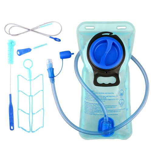 Rintifia Hydration Bladder Reservoir BPA Free PEVA Water Bladder for Hiking Hiking Backpack Biking and Camping Outdoor Backpack Reservoirs (Blue set-2L)