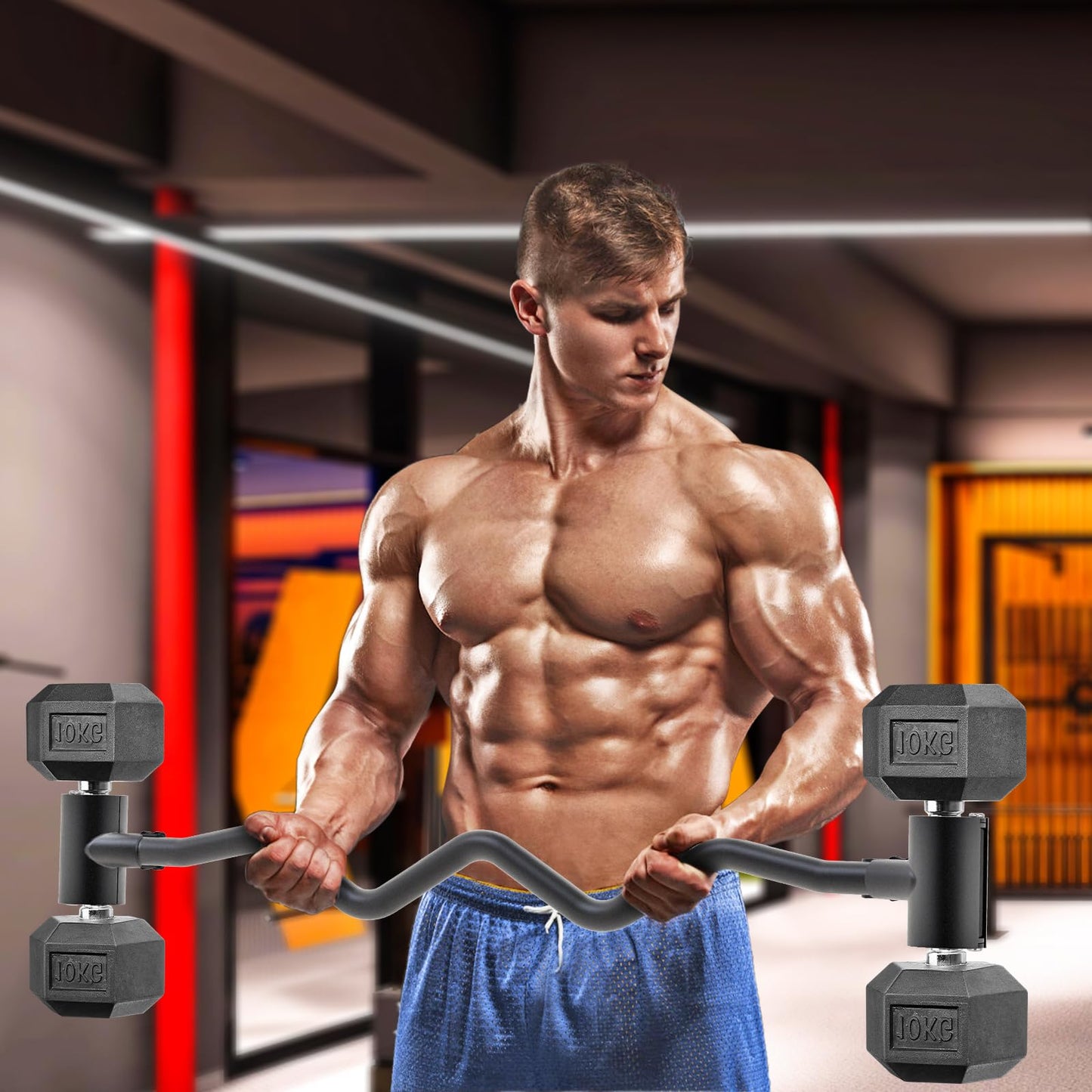Kipika Adjustable Dumbbell to Barbell Converter - EZ Curling Bar Adapter - Versatile Weightlifting Equipment for Home Gym - Fits Standard Dumbbells - Holds up to 100 lbs per side