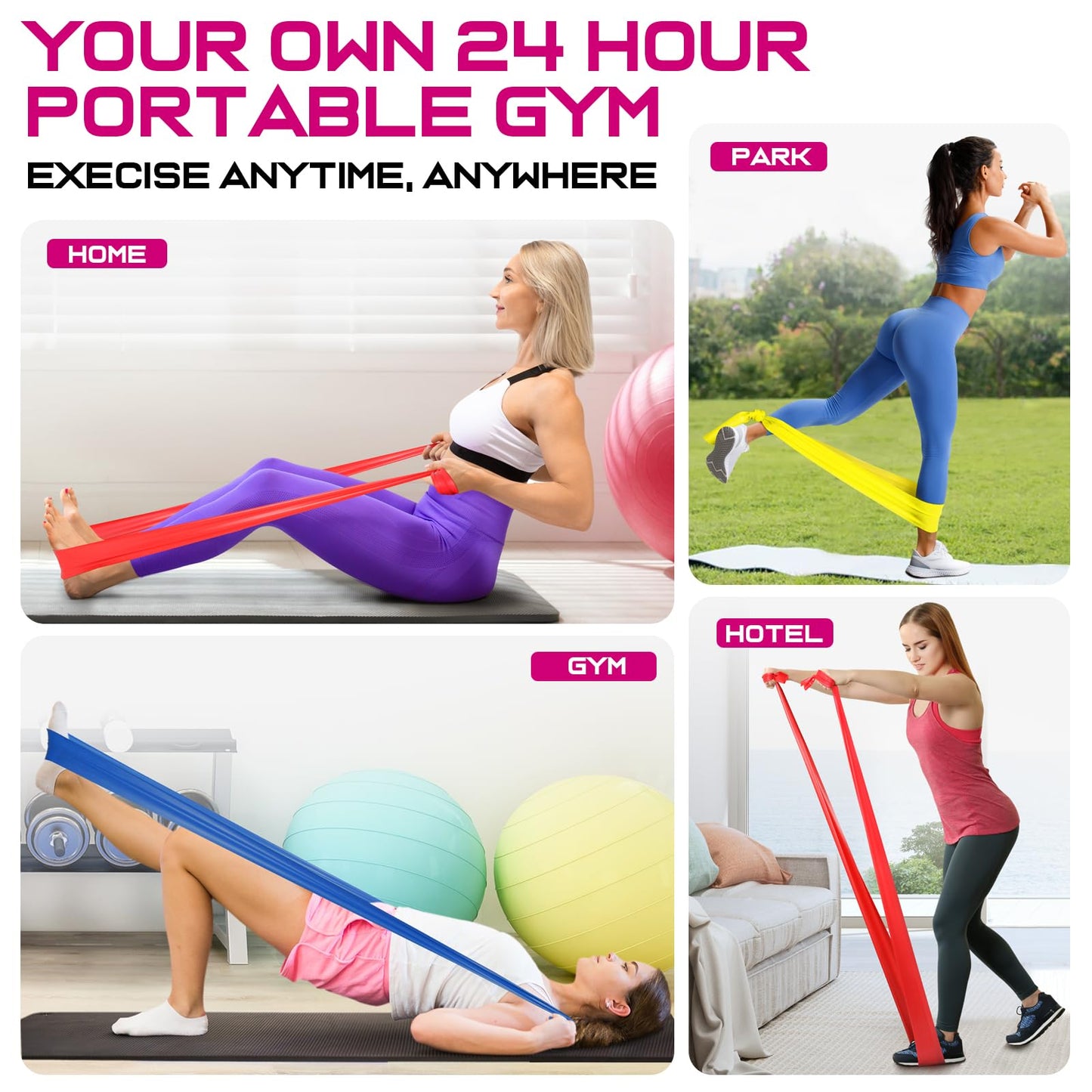 150lbs Resistance Bands for Working Out, 5.9ft Exercise Bands for Physical Therapy, Stretch, Recovery, Pilates, Rehab, Strength Training and Yoga Starter Set