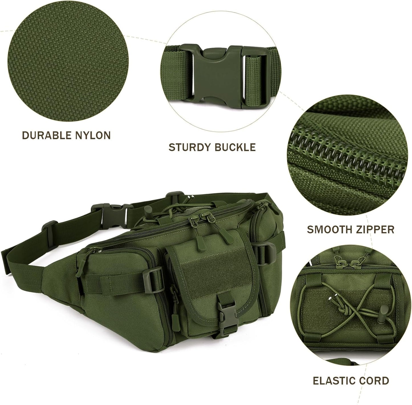Huntvp Tactical Waist Pack Bag Military Fanny Packs WR Hip Belt Bag Pouch for Hiking Climbing Outdoor Bumbag