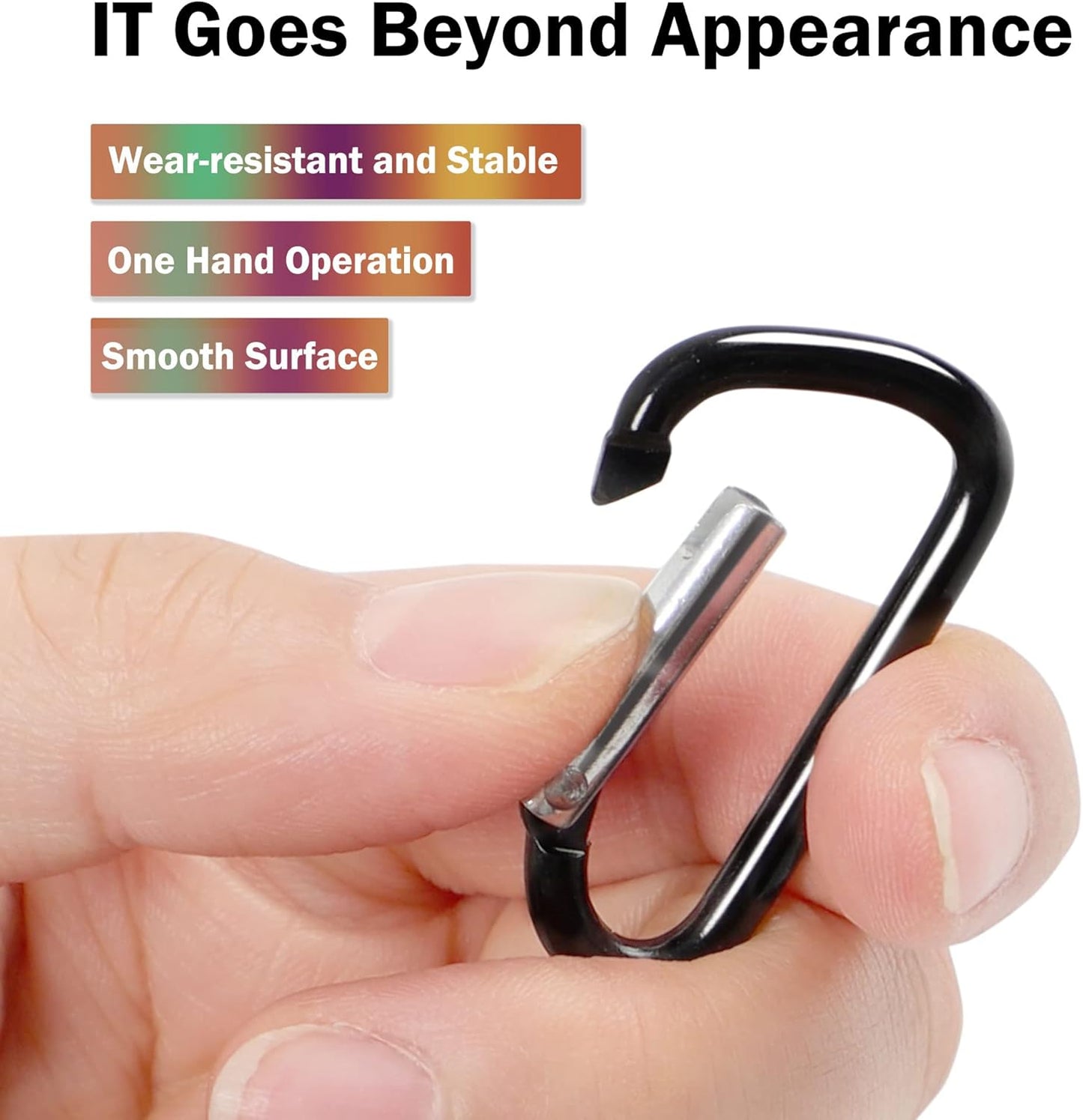 uxcell 5PCS Carabiner Keychain Clip, Aluminum Spring Snap Hook D Ring Shape Clips for Hanging, Locking Key Ring for Loaded Gate Hammock Swing Outdoor Hiking Fishing Traveling, Black