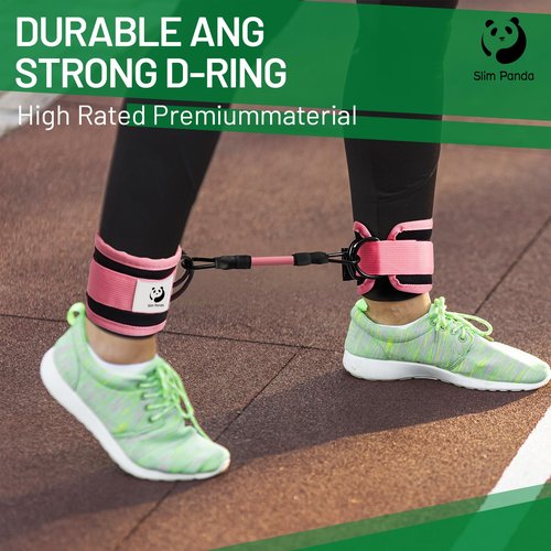 Slim Panda Ankle Resistance Bands with Cuffs,Leg Resistance Bands for Booty Workout Equipment for Kickbacks Hip Fitness Training (Pink)