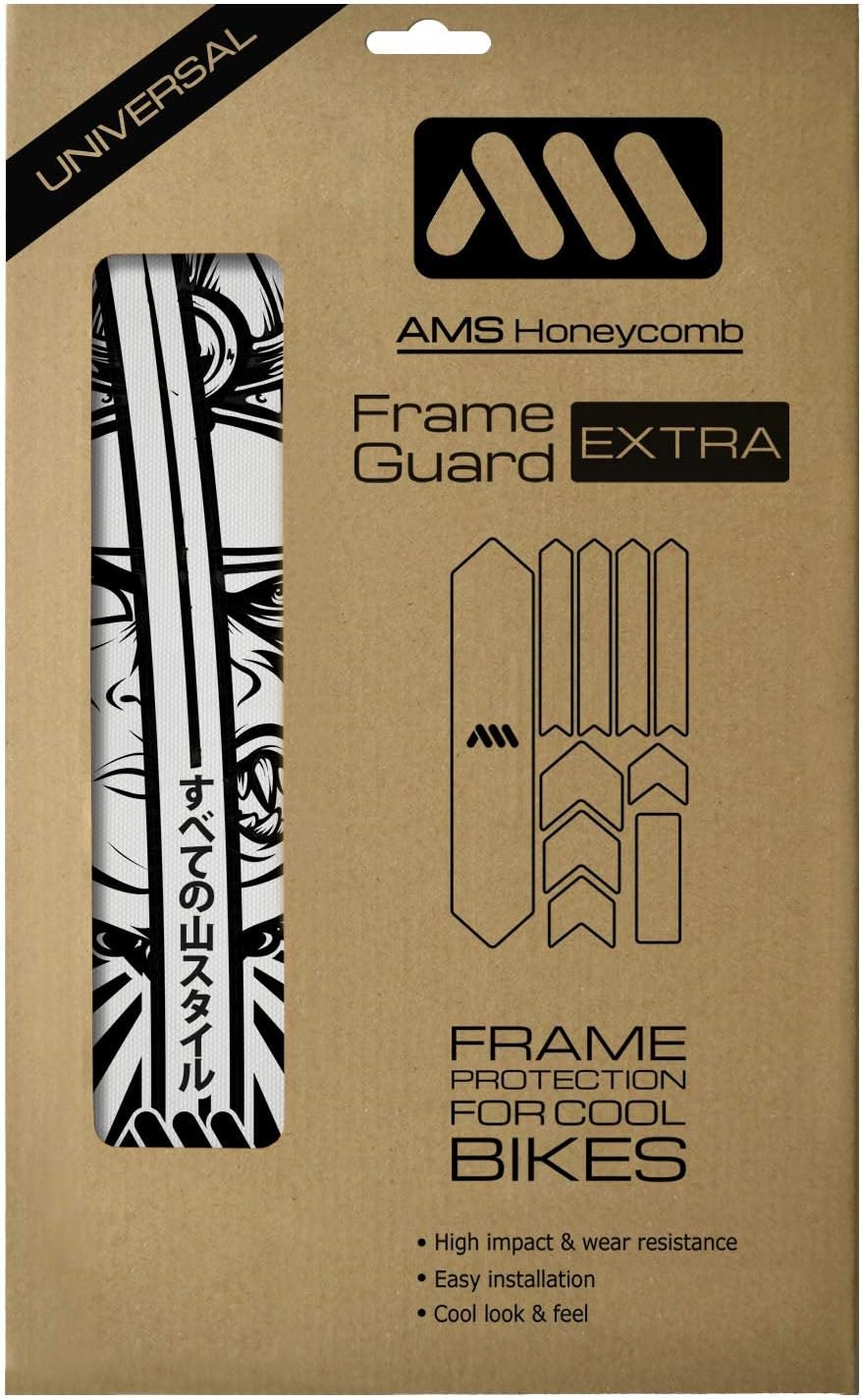 All Mountain Style Bike Frame Protector Extra - Universal Fit, 10-Piece Set for Down Tube, Chainstay, Cable Wear, High-Impact Honeycomb PVC