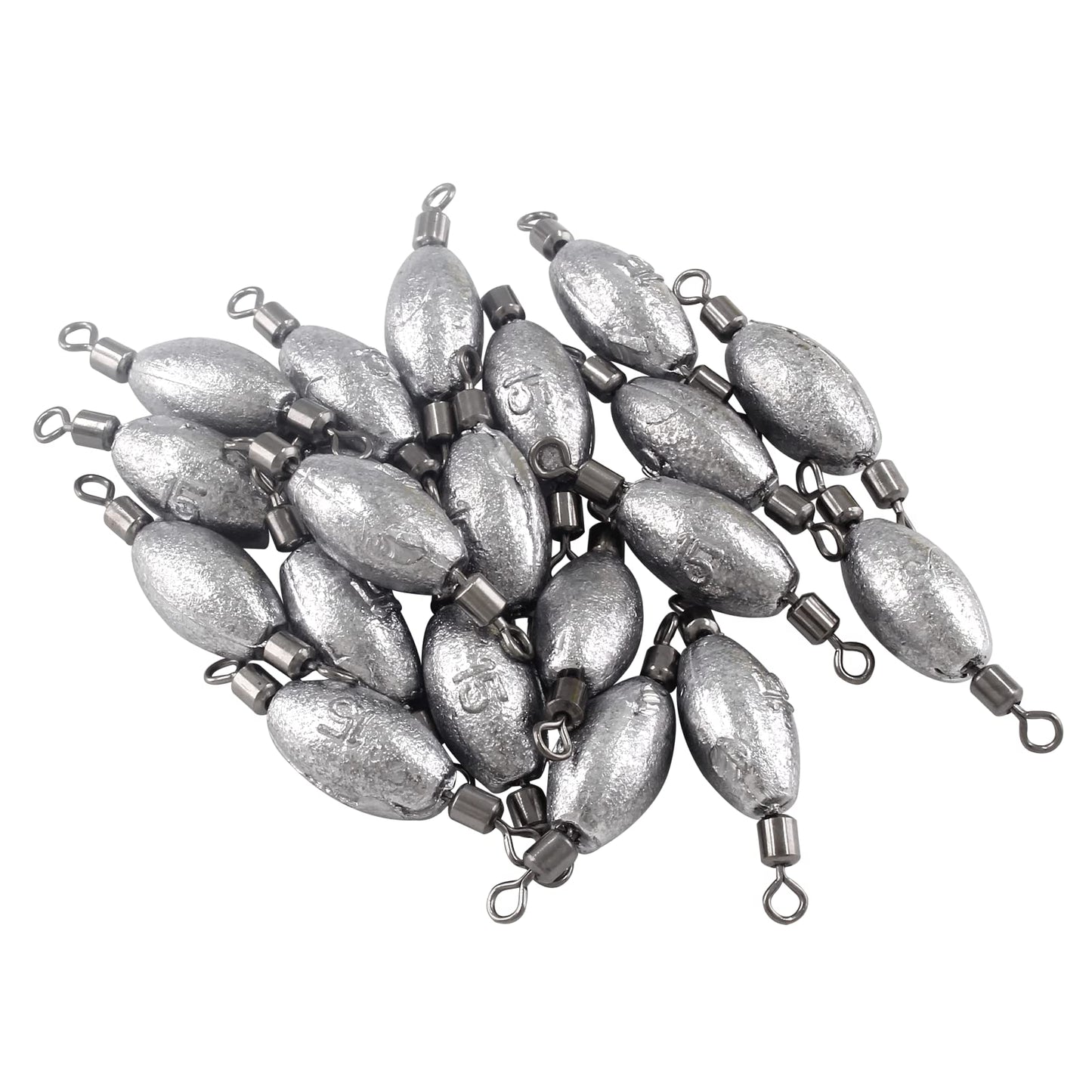 Hitefu 20PCS Fishing Weights Sinkers, 1/2oz Inline Weights Lead Fishing Weights Trolling Sinkers, Egg Sinkers for Bottom Fishing