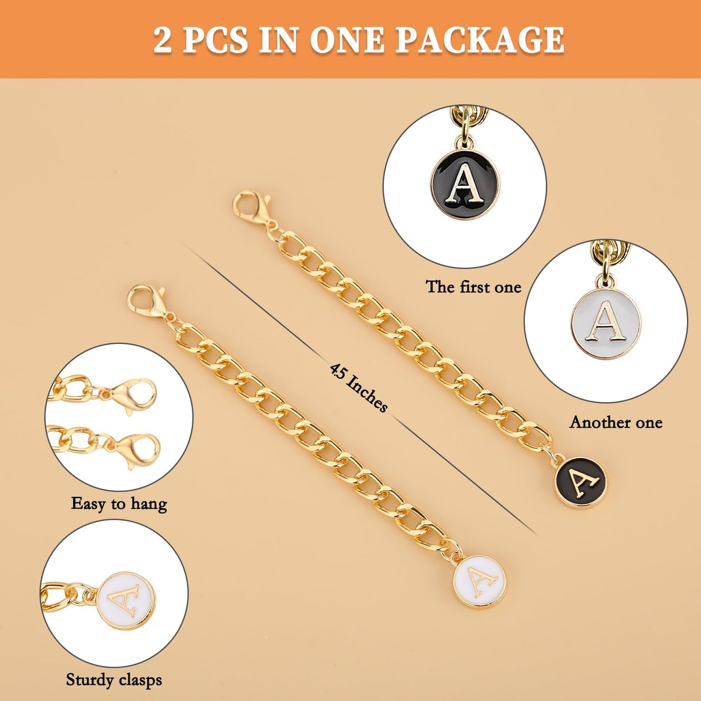 JOOEASI Letter Charm Accessories for Stanley Cup, 2PCS Initial Name ID Letter Handle Charm for Stanley 20 30 40 oz Tumbler with Handle (A)