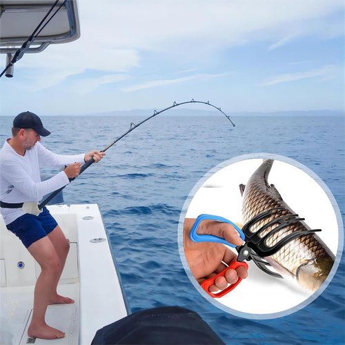 2 Packs Upgrade 2/3 Claw Fish Gripper, Metal Fishing Pliers Gripper Catch Fish Control Clamp, Three Teeth Fishing Pliers Control Forceps Fishing Accessories for Most Freshwater Fish Grip Tackle Holder