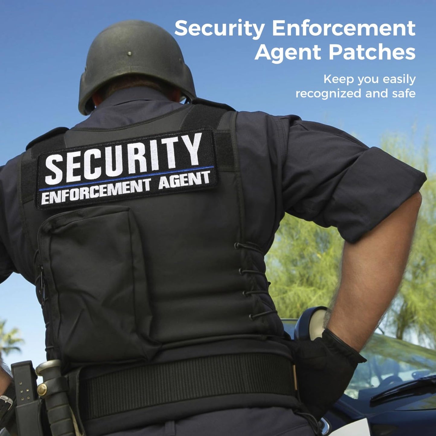 2 Pcs Security Patches for Vest, Security Enforcement Agent Patches, Security Velcro Patch with Sticking Fasteners for Uniforms, Jackets, One Small and One Large