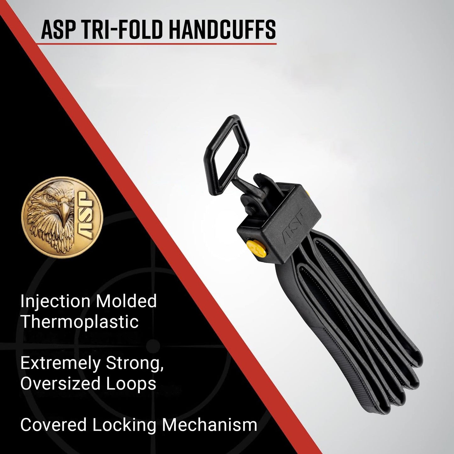 ASP Tri-Fold Restraints, Disposable Handcuffs, Police Gear and Security Guard Flex Cuffs, Law Enforcement Zip Cuffs, Black Pack of 2 with Blue Band